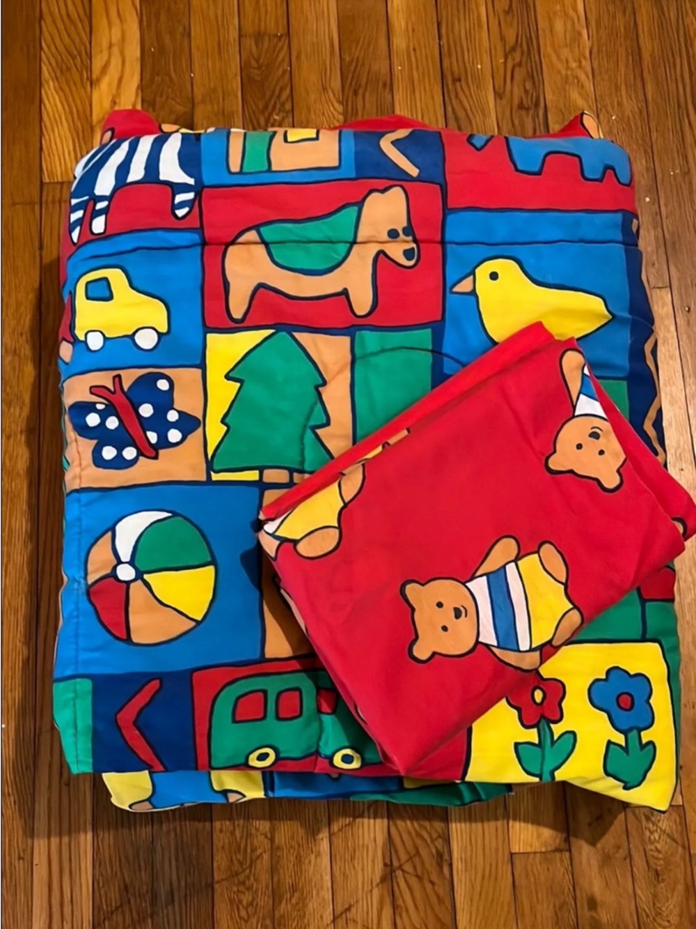 Vtg 80s/90s Finla by Dan River Kids Bedding Set - Teddy Bear Primary Colors